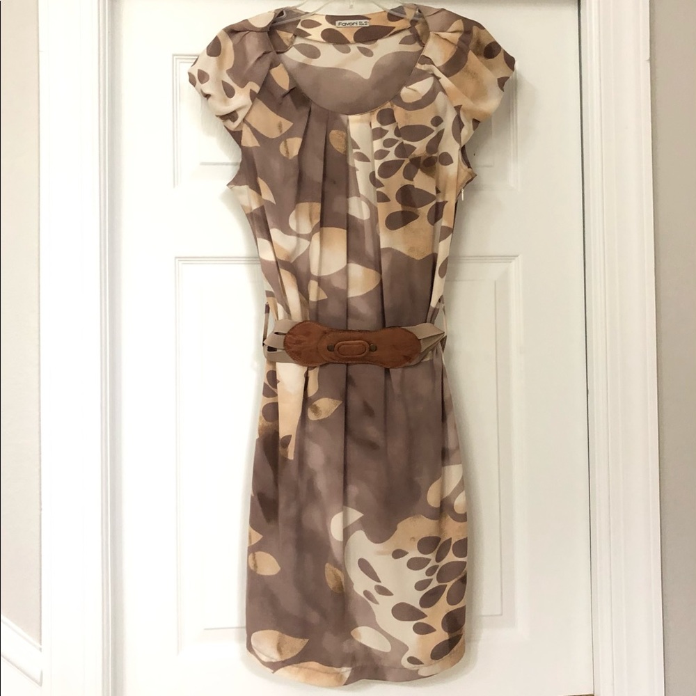 European Designer Favori Silky Belted Dress
